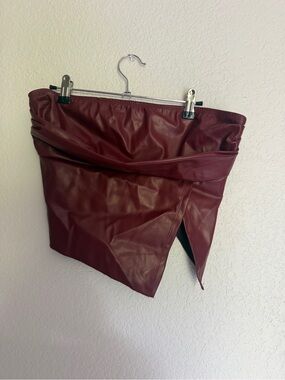 Faux Leather Burgundy Wrap tube top